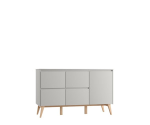 Kumodė su 4 stalčiais ir durimis (Swing Gray kolekcija)